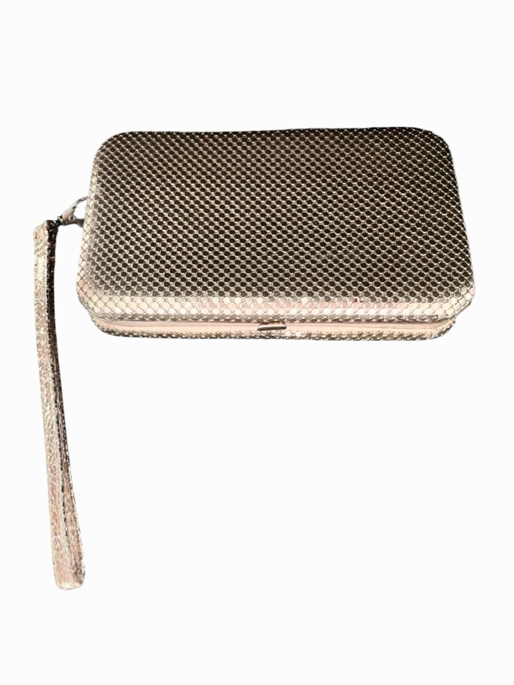 Metallic Mesh Zip Wallet - Rose Gold Tone